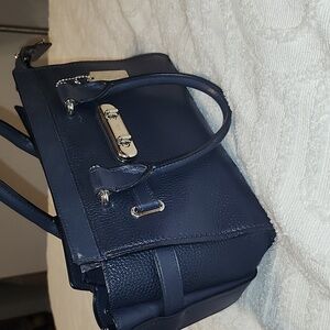 Coach Black and Silver Satchel with Structured Design